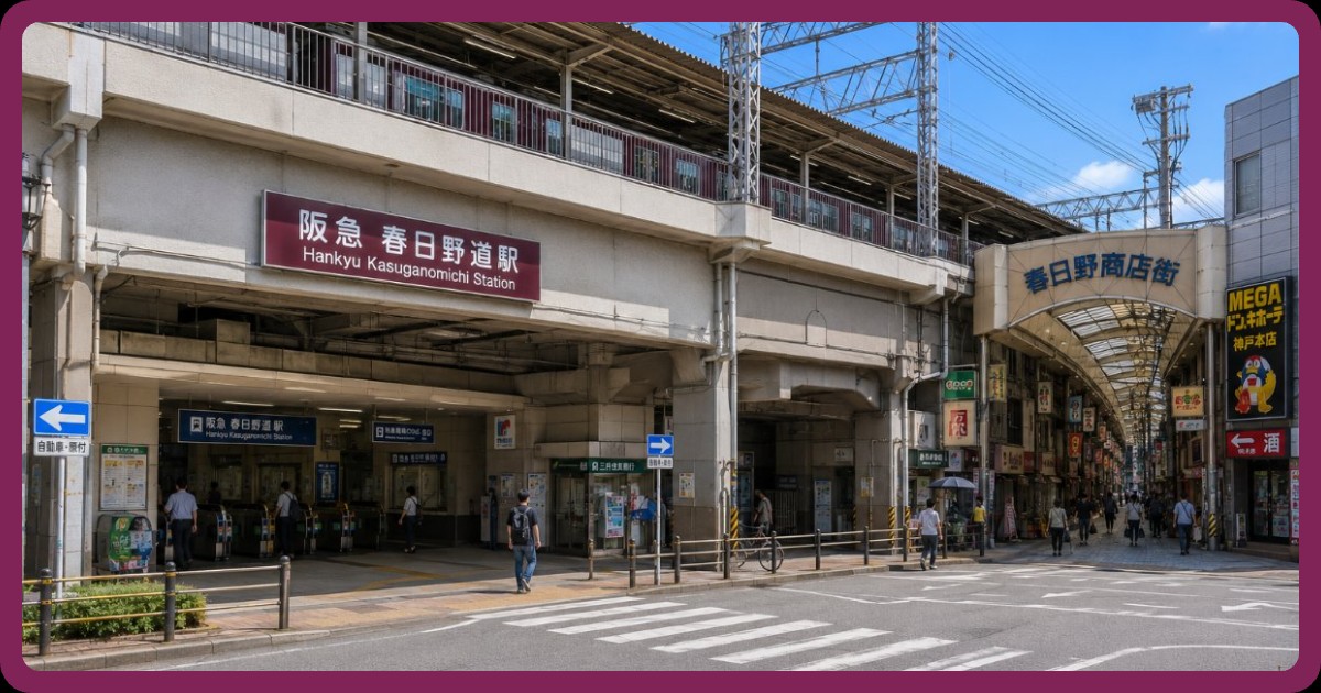 春日野道駅前の写真